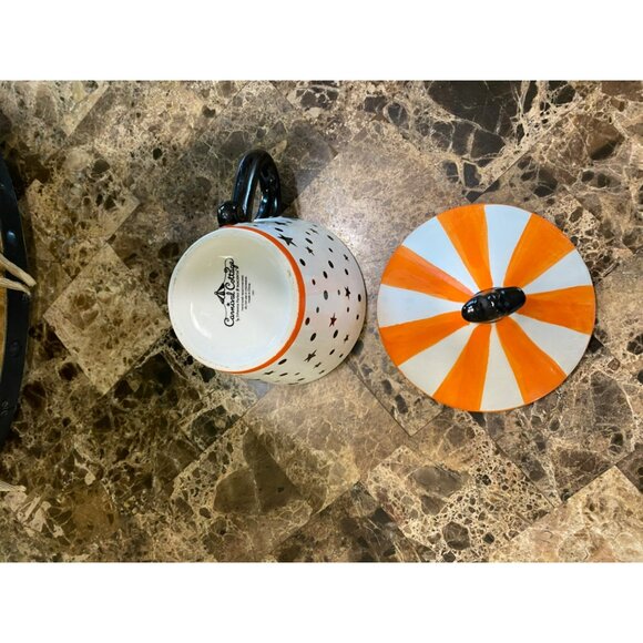 New Johanna Parker Carnival Cottage Halloween Coffee Tea Cup w/ Topper - Picture 7 of 7